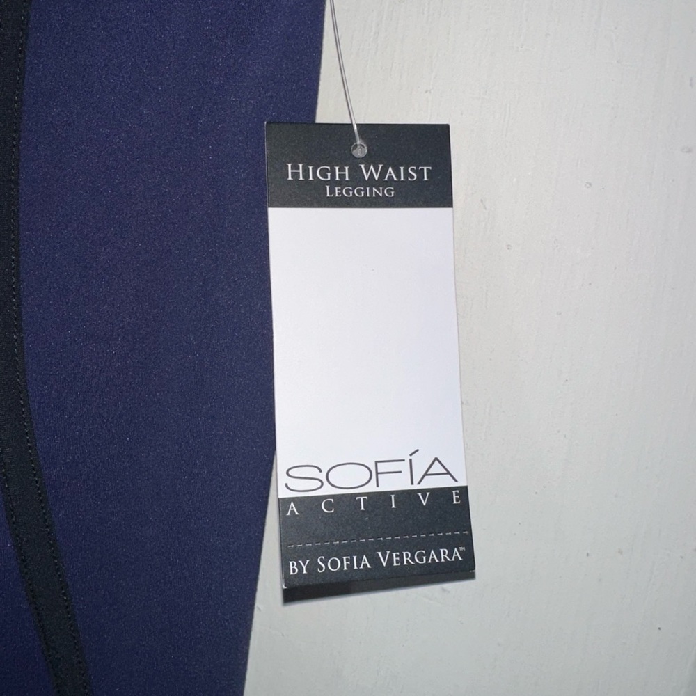 Sofia Active by Sofia Vergara Women's Lux Navy High Waist Compression Leggings - Picture 6 of 6